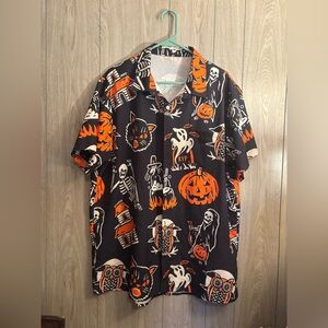 Halloween Themed Black and Orange Men's Shirt